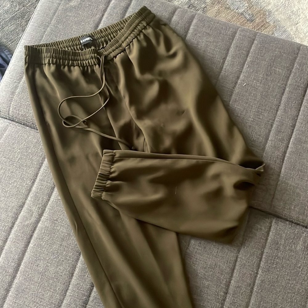 Olive green express jogger work pant small mid rise ankle